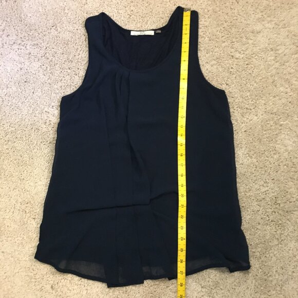 Dex Dark Navy Blue Chiffon Super Pleat Art Deco Two Layer Tank - Picture 13 of 13